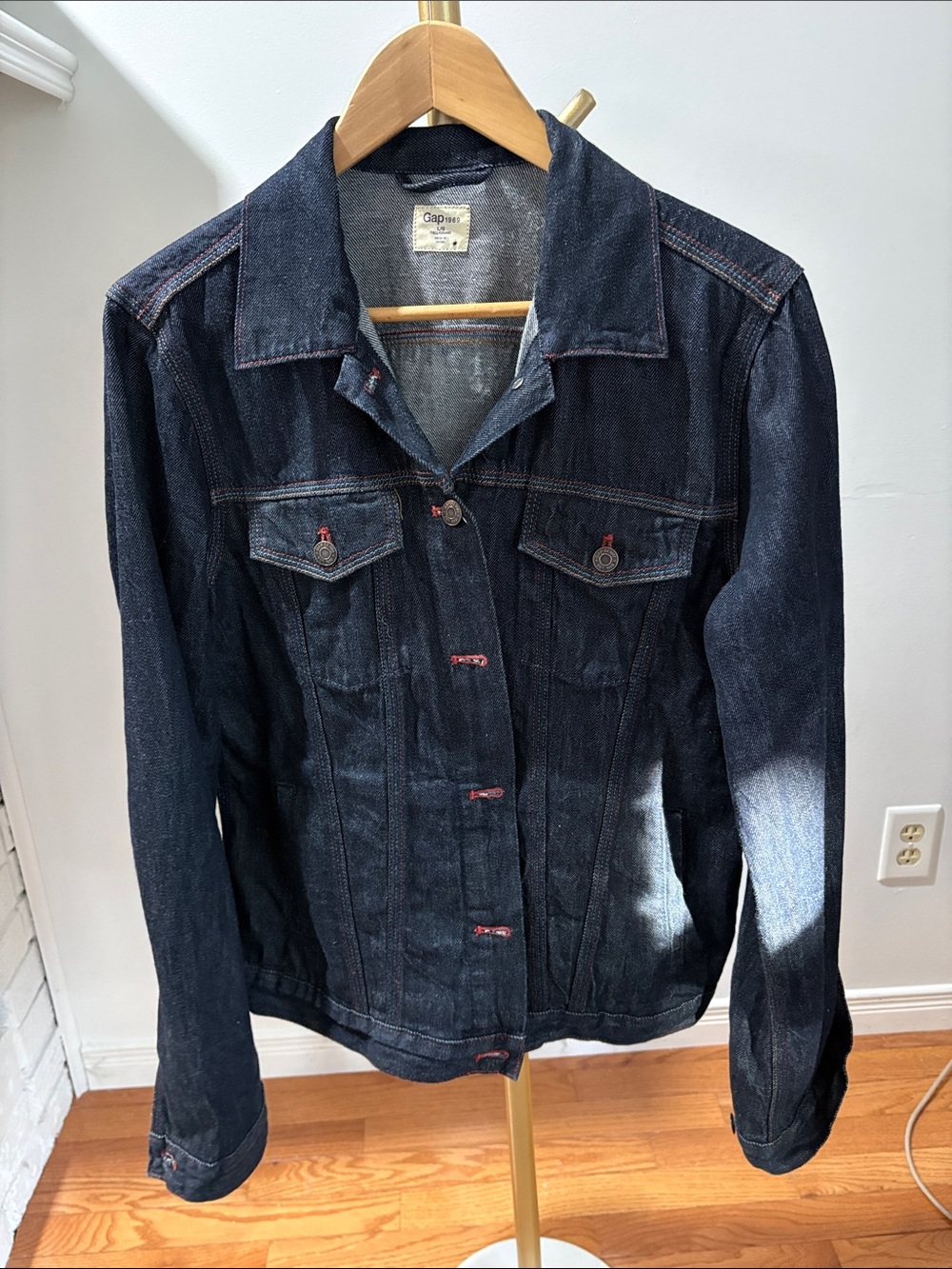 GAP Dark Indigo Denim Jacket with Red Stitching
